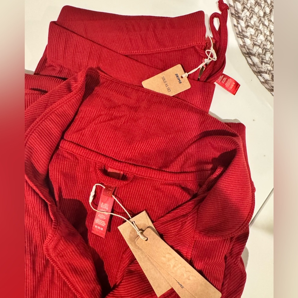 Skims ribbed pajamas, new with tags, red, size medium